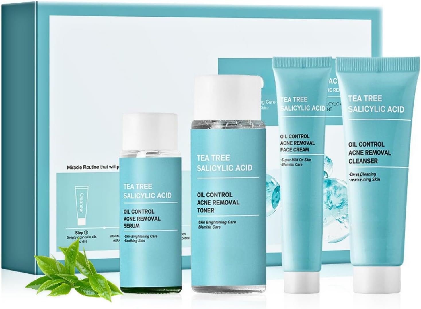 Teebaum Women’s Face Care Set – 4 Pieces Anti Pimple Skin Care Set – Salicylic Acid Skincare Set Teenager Girls – Gift Set for Women Beauty, with Cleanser Facial Toner Serum Face Cream