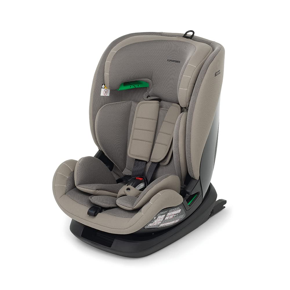 Foppapedretti Fotelik dziecięcy Pitstop I-Size dla dzieci w wieku od 76 do 150 cm, 15 miesięcy - 12 lat, ECE R129, mocowanie Dualfix (Isofix i nie), Safe Body Protection, Comfort Kid Pad, Desert
