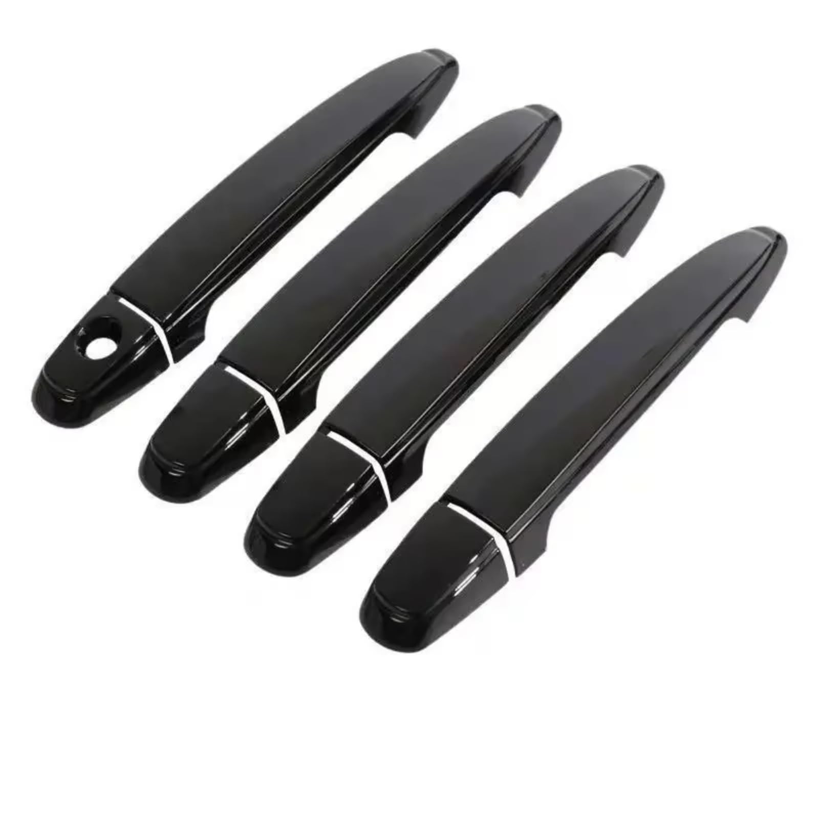 IUKMR for Toyota for Alphard for Vellfire 2008-2015 Glossy Black Carbon Fiber Chrome Car Door Handle Cover Car Outer Door Handle(Black no Button)