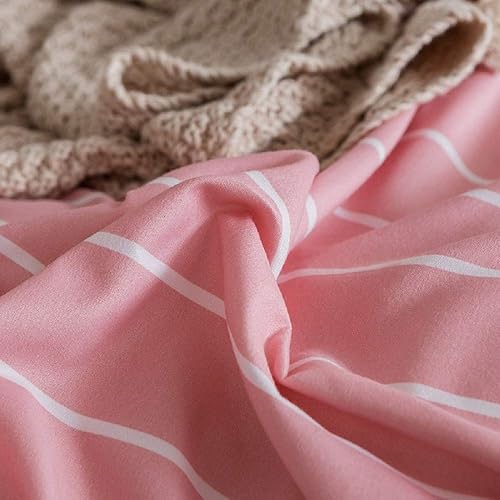 Miniatura 3 de Funda de edredón rosa tamaño Queen Girls White Stripe Decor Juego de ropa de cama, simple estilo de moda, colcha reversible de microfibra suave, 3