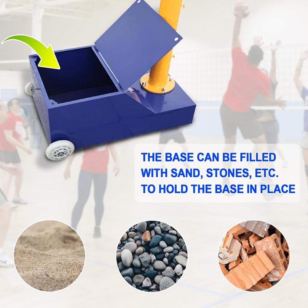 Volleyball/Badminton Net Poles for Backyard, Adjustable Height Indoors Volleyball Net Set with Wheels,Portable Outdoor Heavy Duty Badminton Poles for Adult Kids School Garden