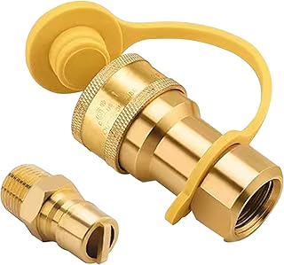 CALIDAKA 1/2" Gas Quick Connect Kit, LP Gas Quick Connect Disconnect Connector with Male Insert Plug, Natural Gas Propane Quick Connect Adapter, 1/2" Male NPT Thread x 1/2" Female NPT Thread