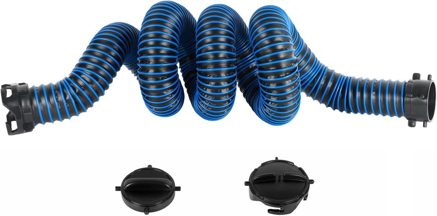 15FT RV Sewer Hose Extension, Heavy Duty 24 Mil TPE Material for Abrasion Resistance and Crush Protection, Camper RV Extension Hose with Pre-Attached Bayonet Fittings