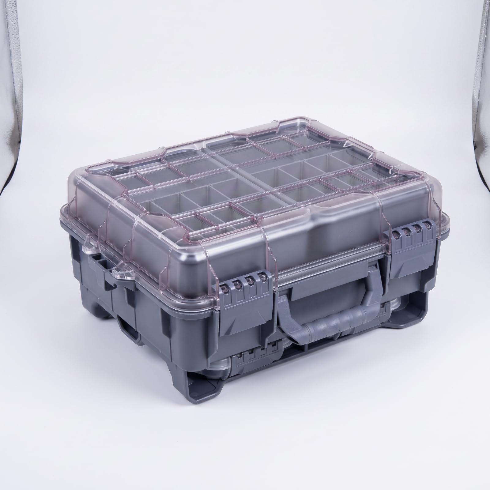 Caja Aparejos con Tapa Ajustable Caja Aparejos con Divisores Práctico Maletín Pesca Divisores para Pescadores