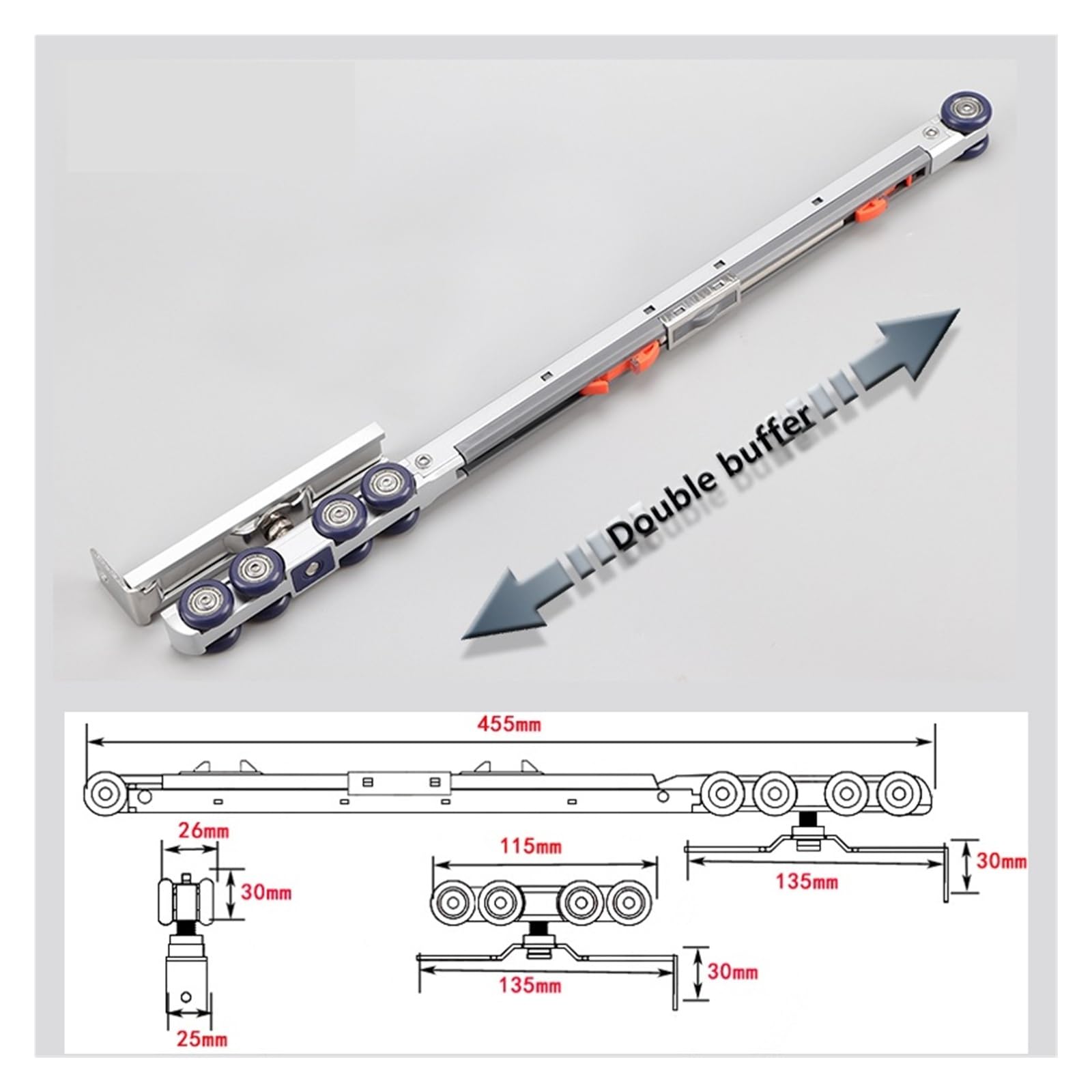 Zestaw do drzwi przesuwnych, Dwukierunkowe koło pasowe, drzwi przesuwne, wiszące, akcesoria do szyn wiszących(Champagne gold)