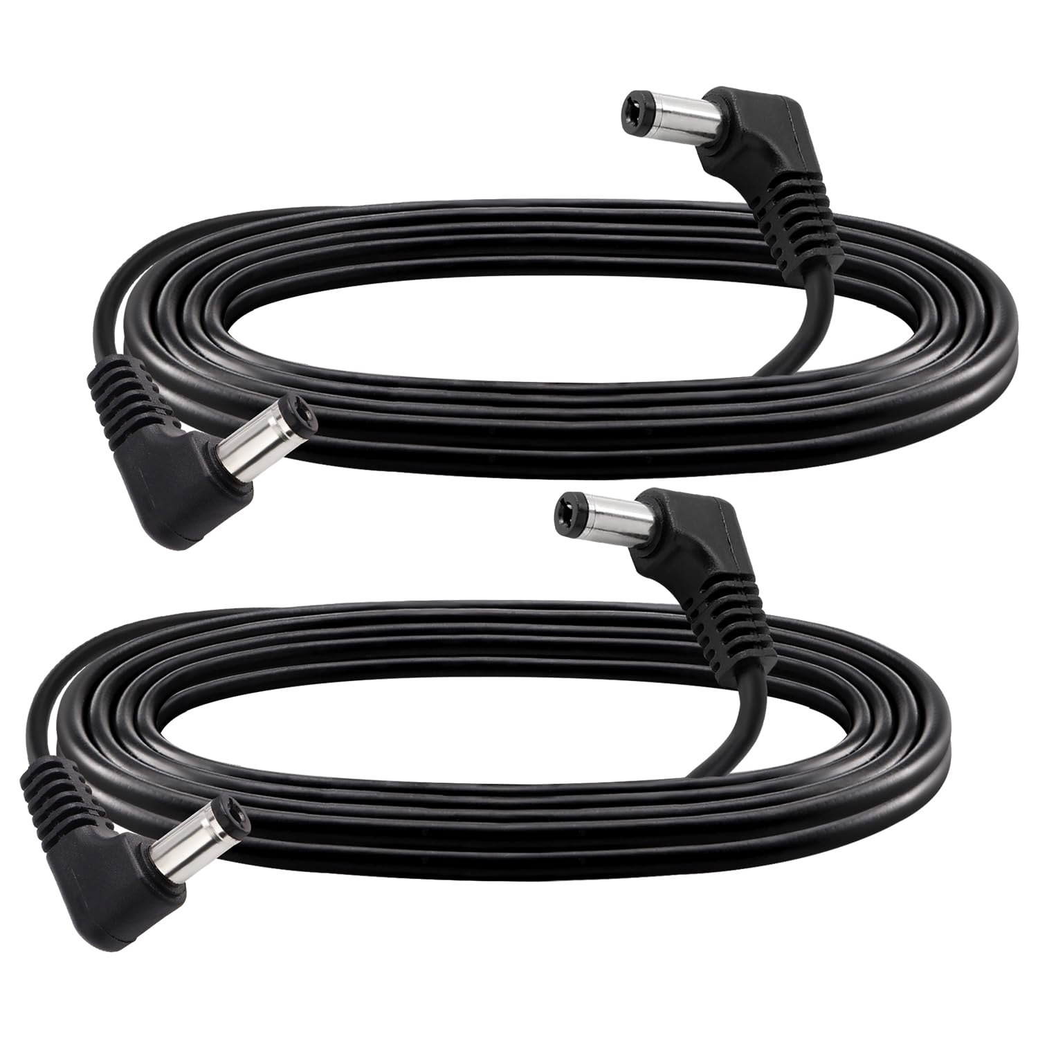 KUOQIY 2 PCS 2m 5.5x2.1 mm 24V 12V DC Power Extension Cable, Right Angle Male to Right Angle Male DC Power Extension 22AWG, for CCTV Security Cameras, Router, Black
