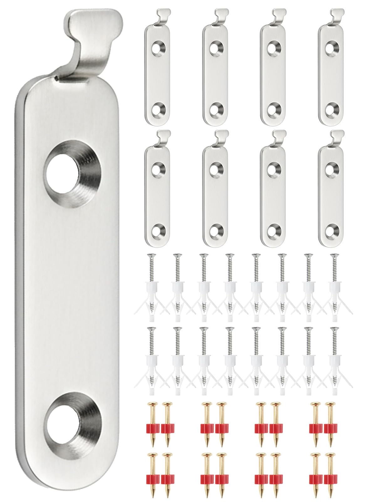 BYSMAH Heavy Duty Picture Hooks, 8 Pack Mirror Wall Hangers Including Solid Wall & Plasterboard Screws and Plugs Up to 40KG Invisible Picture Hanging Kit for Mirrors, Art, Canvas & Frames(56pcs)