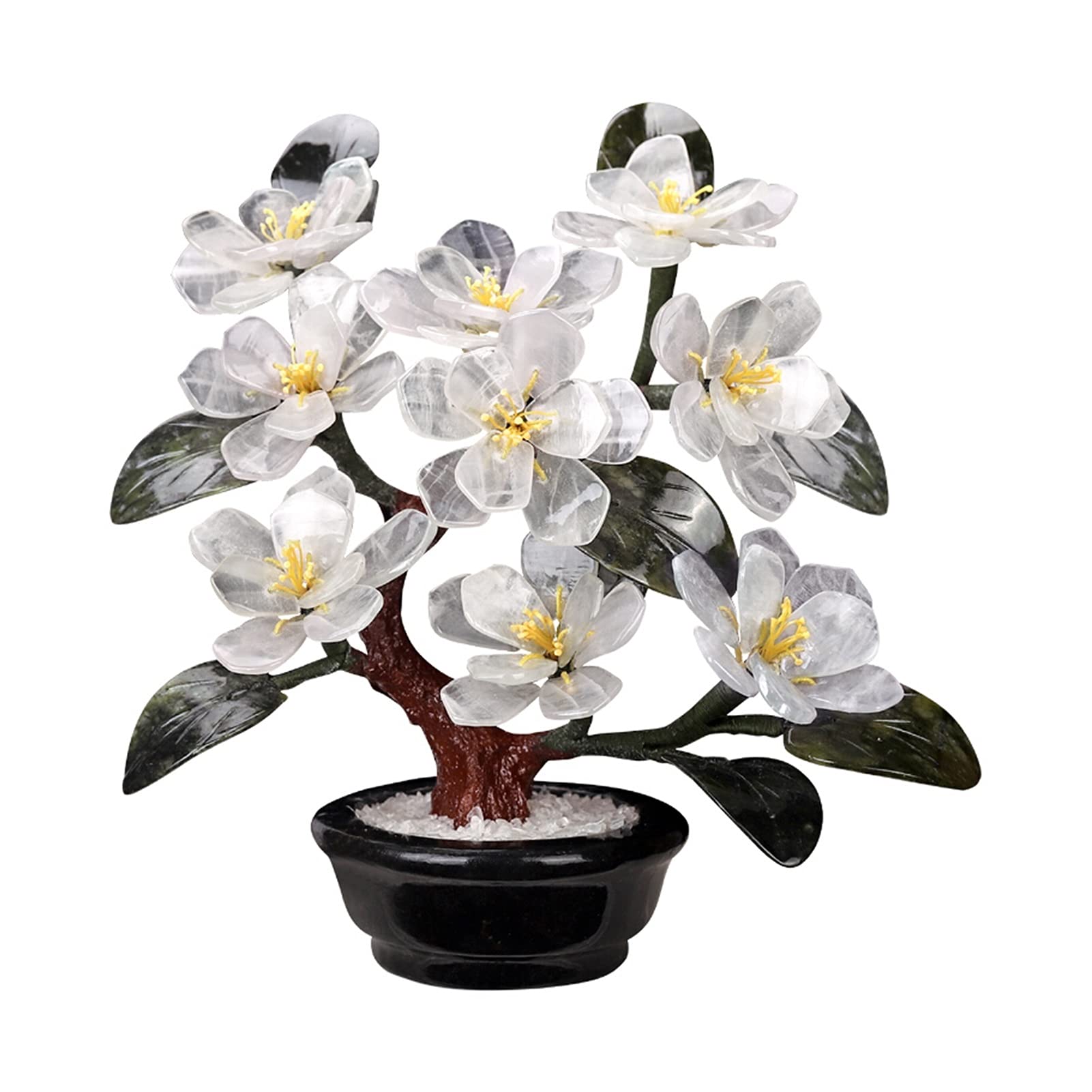 IUokLU Artificial Plants Feng Shui Jade Bonsai Chinese Style Jade Flower Decoration for Living Room TV Cabinet Bonsai Porch Decoration Creative Decoration Artificial Bonsai Tree