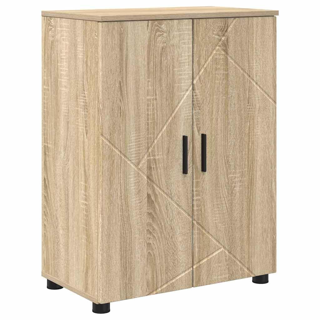Mobile Da Bagno Con Ante Rovere Sonoma 60x35x80 Cm | Legno Multistrato E Metallo, 2 Porte, Design Moderno, Assemblaggio Richiesto