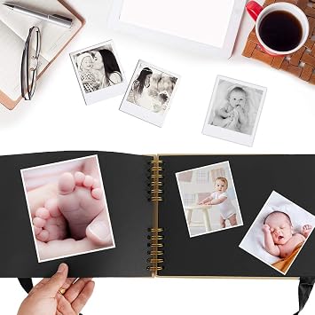 Rocutus Scrapbook Album,11.6 x 8.3 inch Self Adhesive DIY Scrapbooking Kit,80 Pages Black Pages Photo Album,DIY Pages Great for Anniversary, Wedding, Birthday,with Corner Stickers (Black)