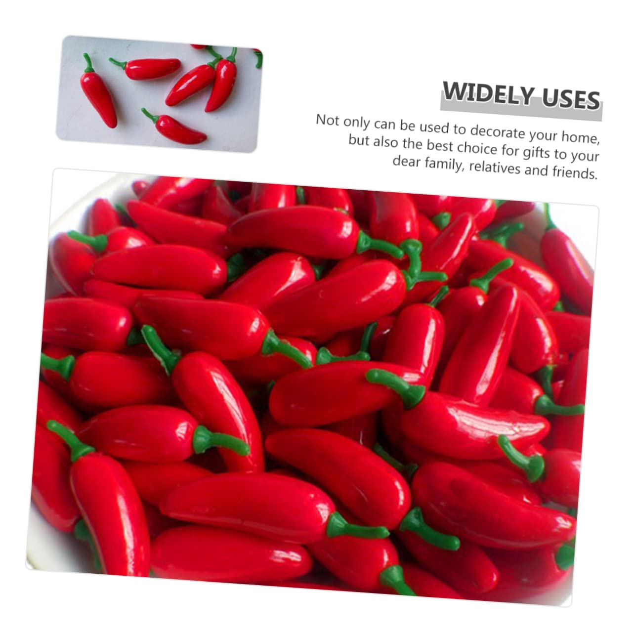 Alipis 500 Pièces Poivre Artificiel Faux poivrons Ornements de Piment décors de Ferme Nourriture Decoration Cuisine décoration Cuisine Ornement de Piment Fort Jouets végétaux Mousse Rouge
