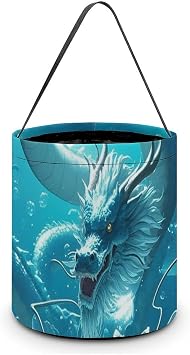 Halloween Trick Or Treat Bucket The Dragon King Candy Bag with Handle Reusable Goodie Basket Tote Large Snack Grocery Party Favors Supplies
