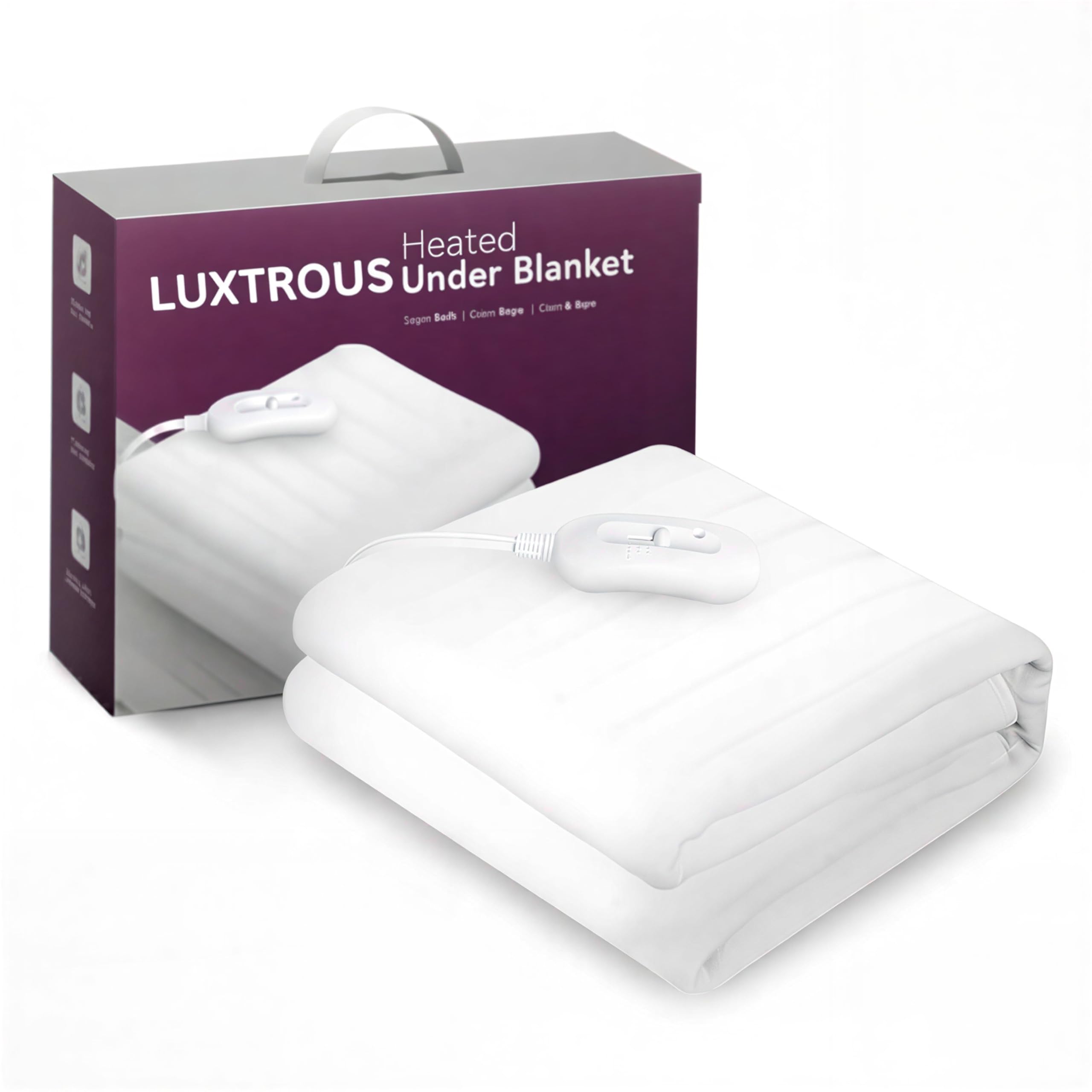 Luxtrous White Electric Blanket | Electric Heated Blanket With 3 Heat Settings & Detachable Remote | Overheat & Overcurrent Protection Electric Blanket, Machine Washable Heated Blankets(King)