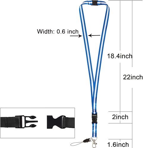Miniatura 3 de Paquete de 5 cordones de identificación, portadocumentos, cordón ajustable para cuello, doble gancho