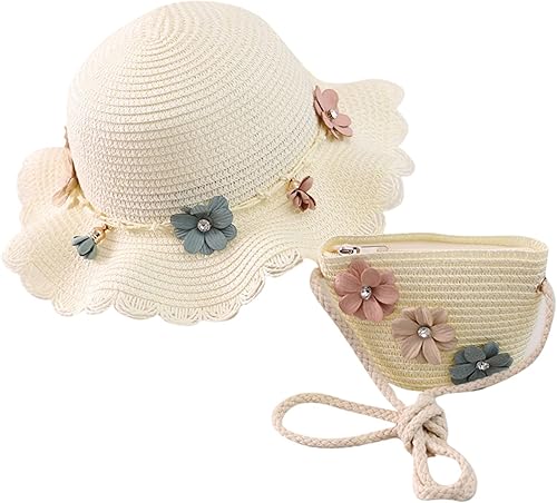 Miniatura 9 de Sombrero de paja para bebé niña  bolsa de playa para niñas sombrero de paja para niños sombrero de sol sombrero de flores para niños