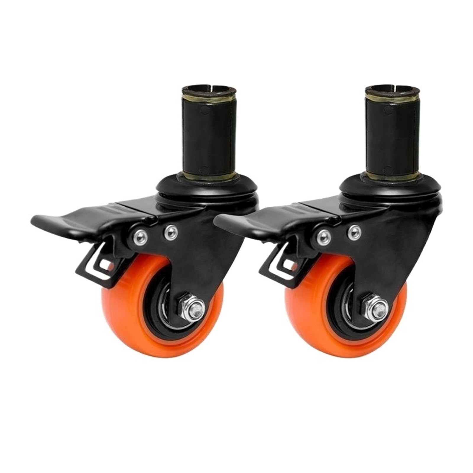 Ruedas resistentes al desgaste, tubo redondo de 4 Uds., 1,5 pulgadas, 20/25/30MM | Rodamiento rueda giratoria tornillo muebles freno de pie mecánico silenciador(Orange-C,32MM-Round tube)