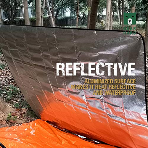 Bearhard 5.0 Heavy Duty Emergency Blanket, Emergency Tarp, Insulated Blanket, Thermal Waterproof Survival Space Blanket for Hiking, Camping, Orange