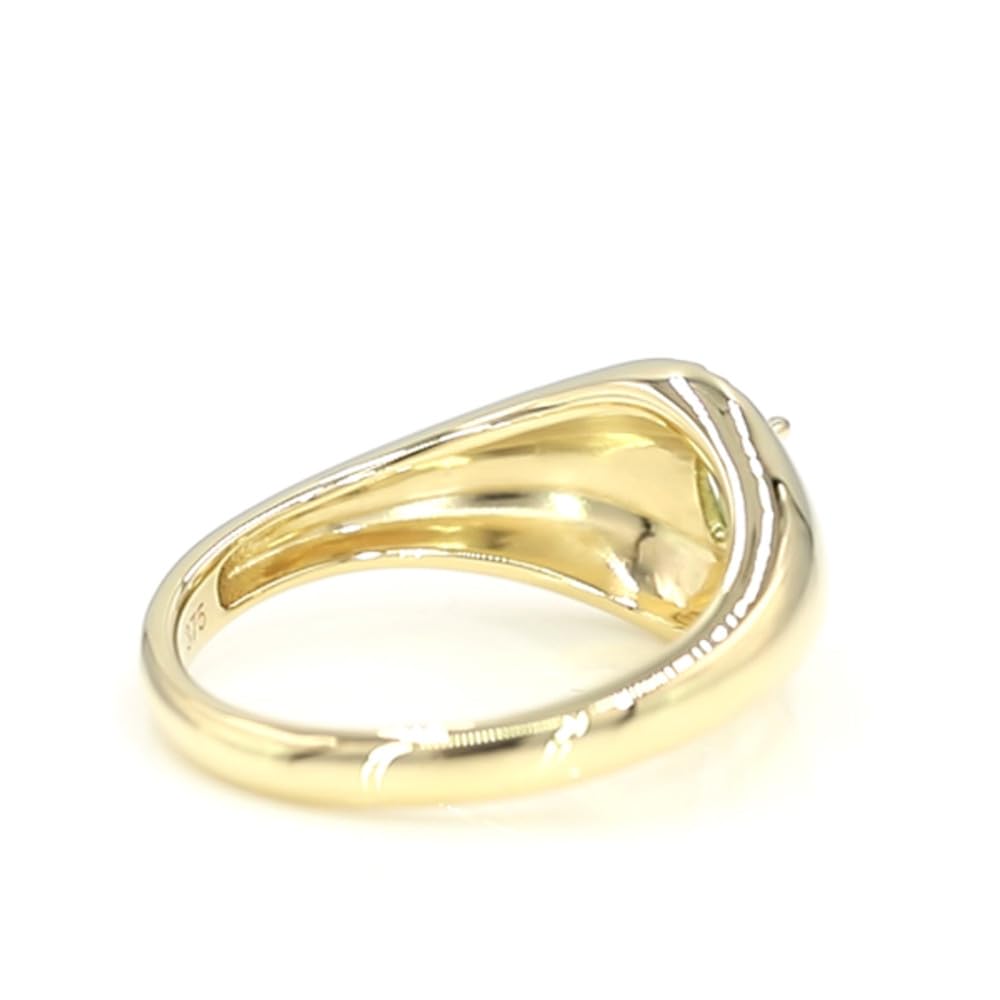 Cavill Grüner Tansanit Ring 0,17 ct in 375er Gelbgold, Ovalschliff-Edelstein aus Tansania, Goldring mit natürlichem grünem Edelstein, Perlenfassung, klassisch-schlicht, Gelb
