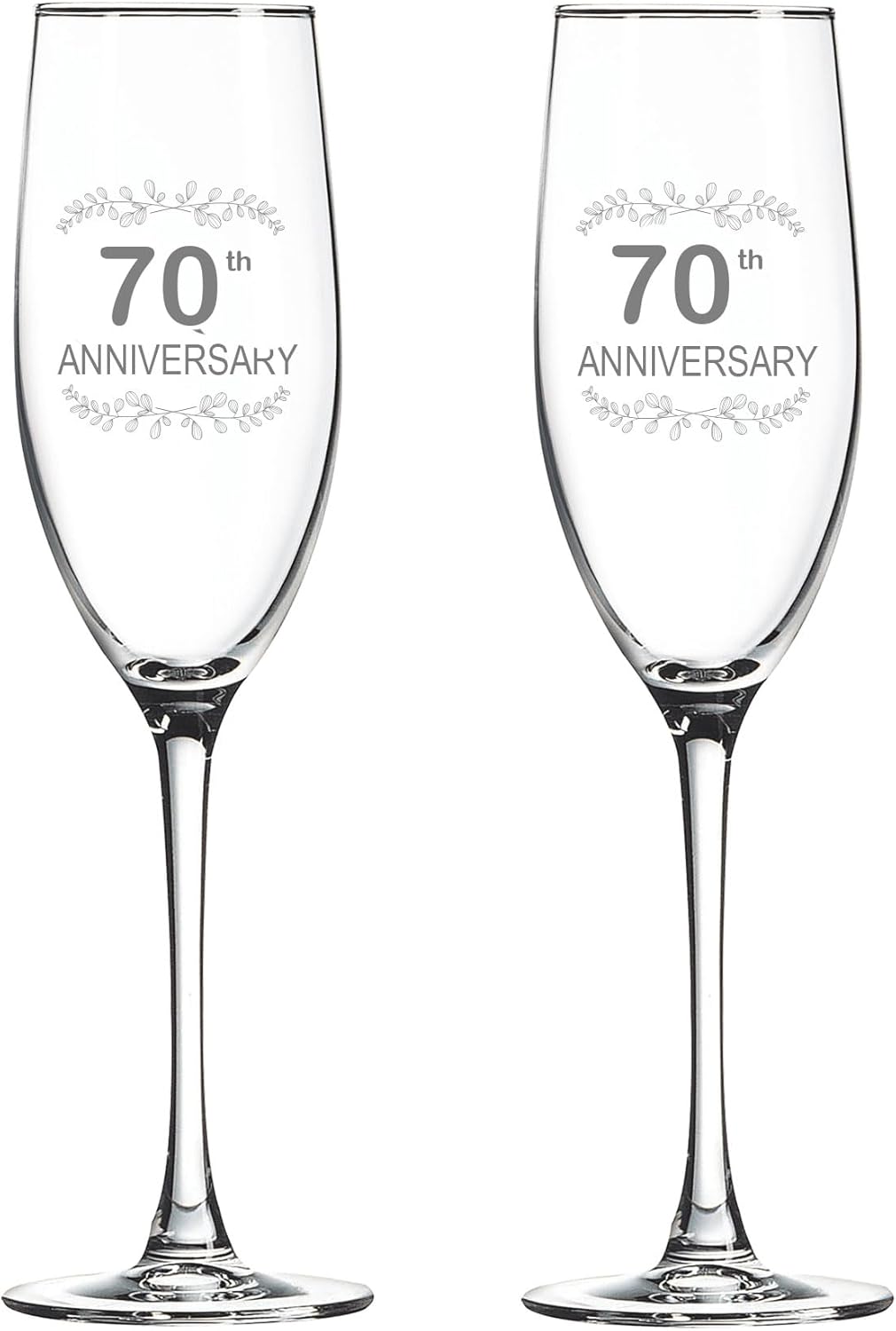 Set of 2, Wedding Anniversary Glasses, 60th Wedding Anniversary 8 Oz Laser Engraved Clear Custom Crafted Elegant Champagne Flute Premium Glass Crystal