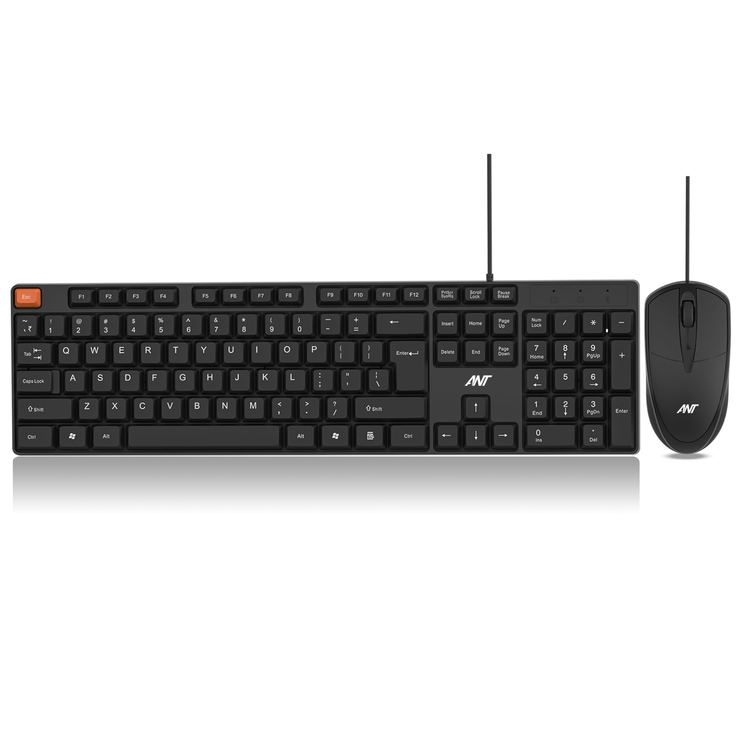 Ant MASTER15 Wired Keyboard and Mouse Combo, 104-Key Full-Size Silent Membrane USB Keyboard & 1000 DPI High-Precision Optical Mouse for Laptop/PC, Ergonomic Lightweight Design, Plug & Play – Black-image-45