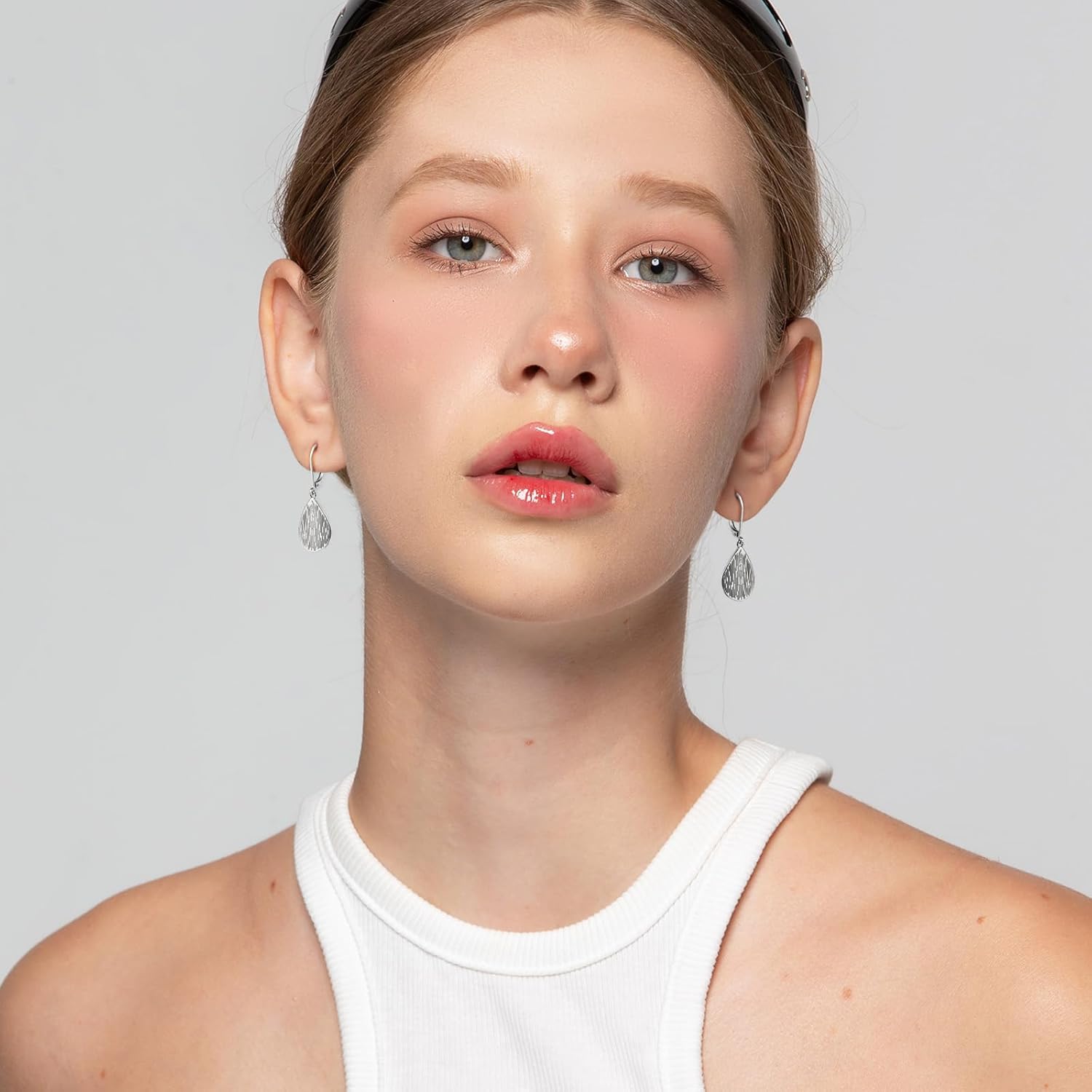 Handmade Teardrop Earrings for Women - Hammered Texture Dangle Drop Earrings with Secure Leverback Clasp, Boho Style - Image 3