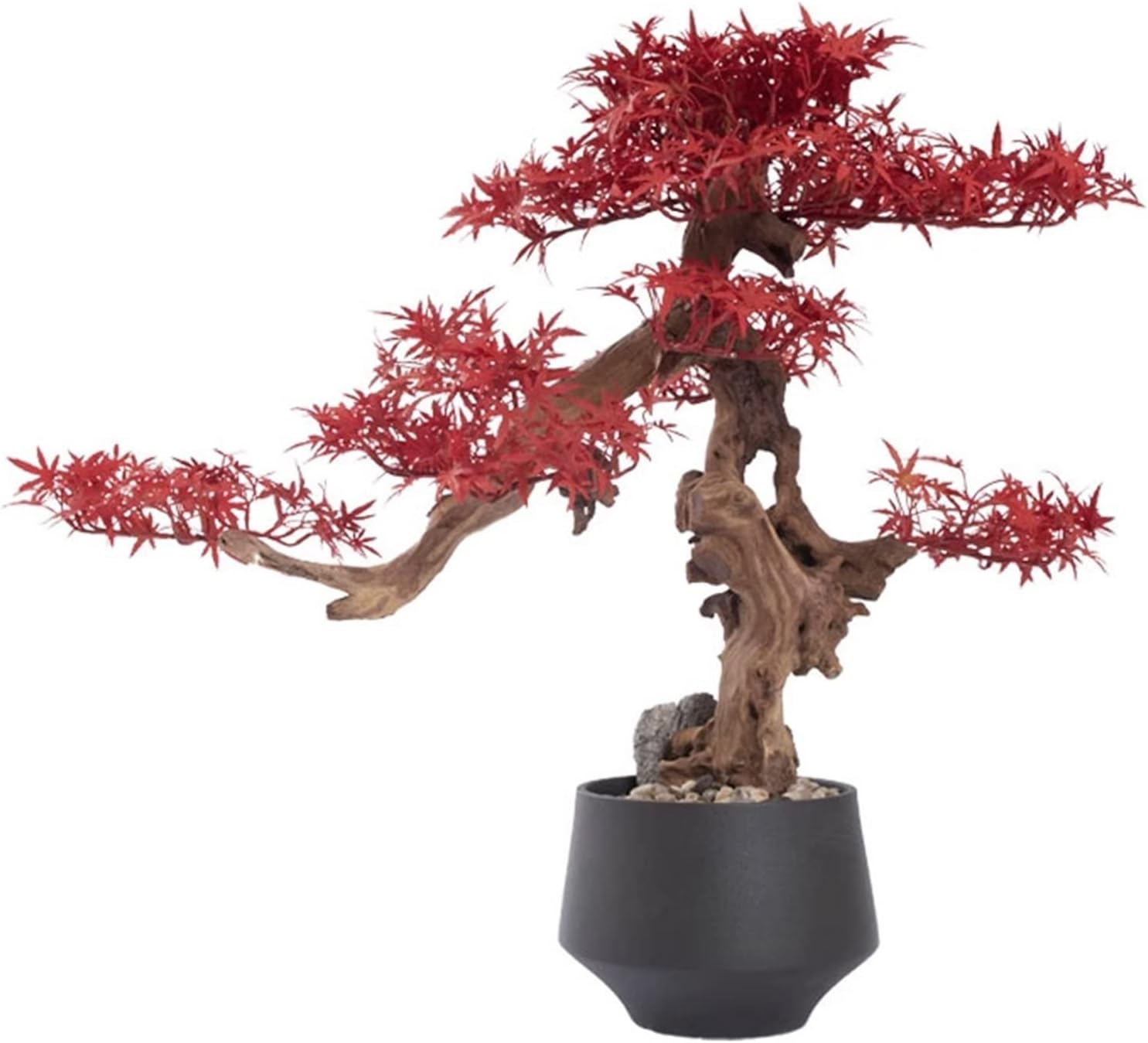 Simulation Tree Artificial Bonsai Tree in Pot Faux Potted Pine Plants Leaf Artificial Tree, Red Maple Bonsai, Zen Desktop Decor for Indoor Home Office Artificial Bonsai Tree