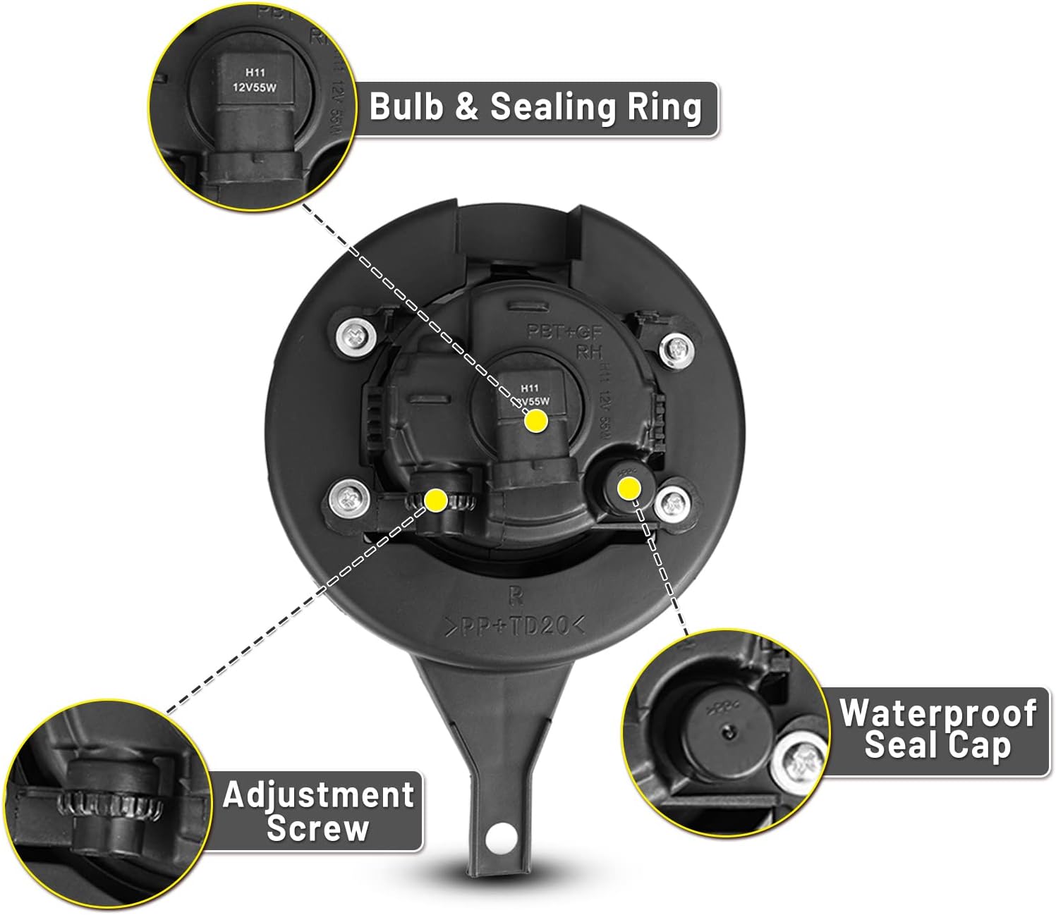 Fog Lights Lamps Assembly fit for Nissan Frontier 2005-2019 (Metal Bumper Only) Driver Passenger Replacement
