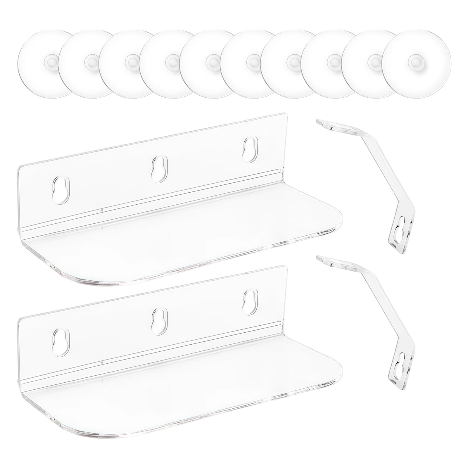Support flottant à ventouses 2 pièces étagère murale robuste pour pot de fleur