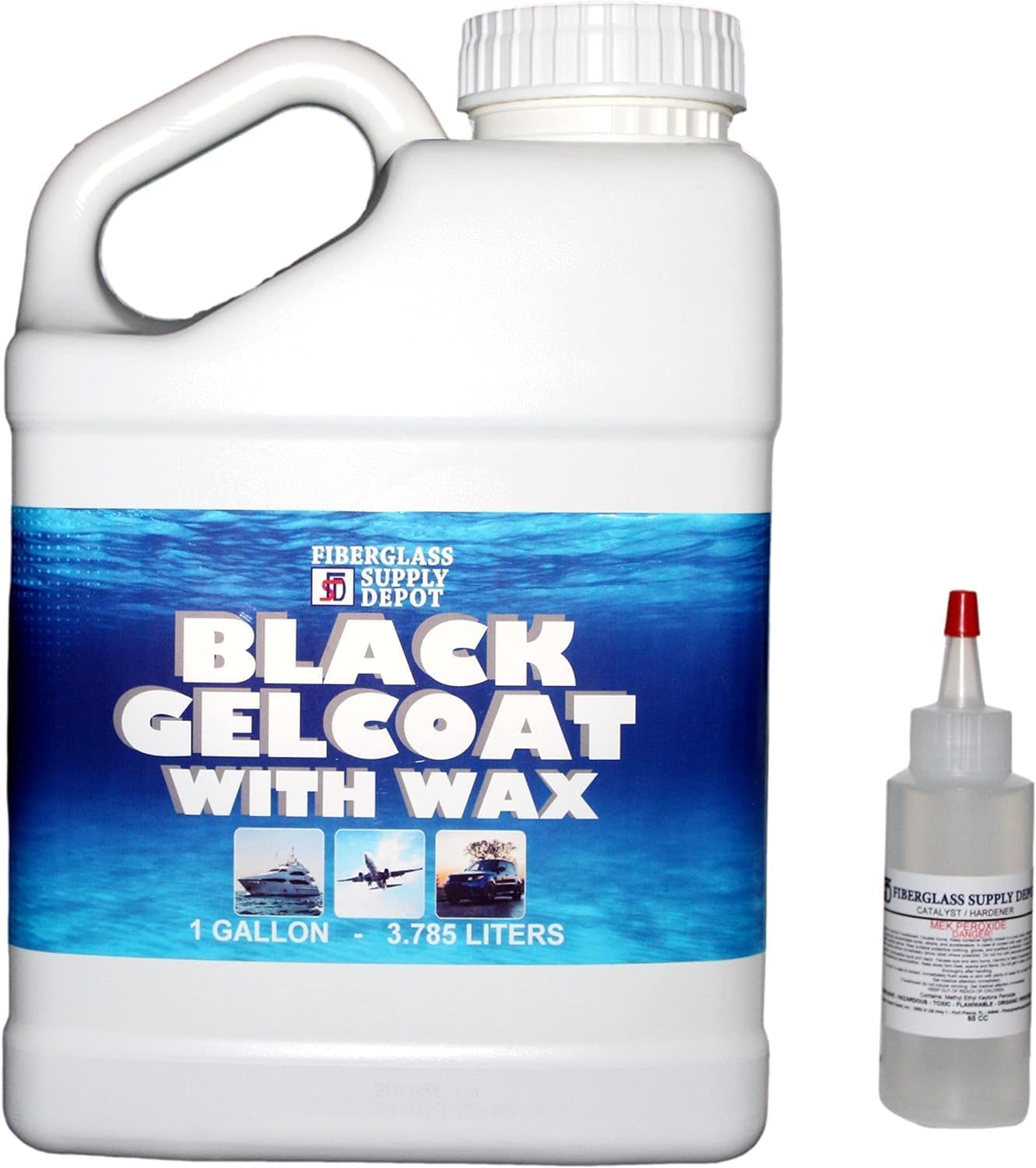 Fiberglass Supply Depot Black Gelcoat With Wax Gallon with 60cc Hardener (MEKP)