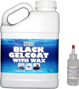 Fiberglass Supply Depot Black Gelcoat With Wax Gallon with 60cc Hardener MEKP