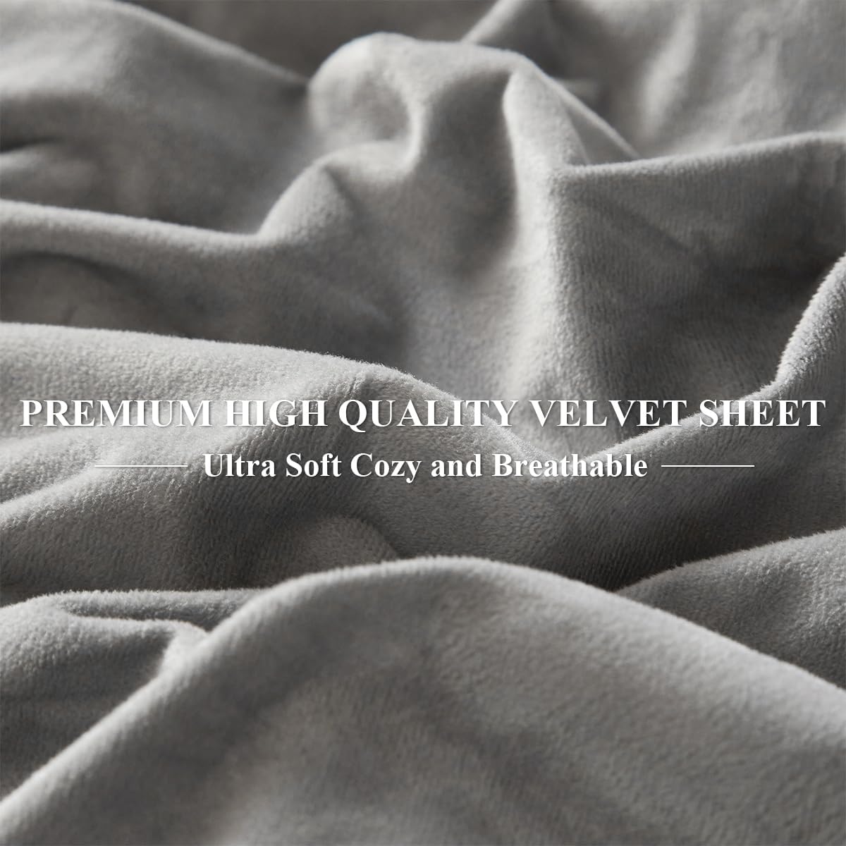 Ivellow Velvet Fitted Sheet King Size, 1 Pack Luxury Flannel Bed Sheets with 18” Extra Deep Pocket Super Soft Cozy Comfy Plush Fuzzy Sheet Bottom Sheet Only No Pillowcases Grey