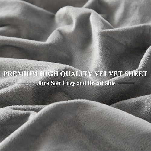 Miniatura 4 de Ivellow Sábana bajera de terciopelo tamaño King, 1 paquete de sábanas de franela de lujo con bolsillo extra profundo de 18 pulgadas, súper suaves,