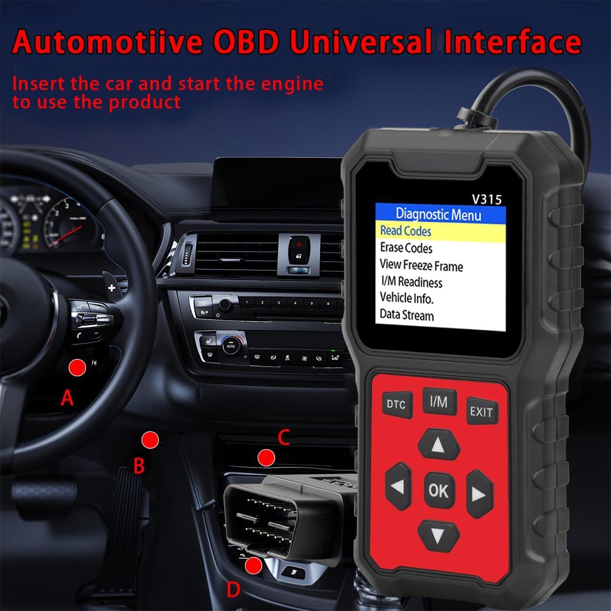 V315 OBD2 Diagnostic Diagnostic Tool Tool, Code Reader, Engine Light Diagnostic Tool, Battery Voltage Tester, for OBD2 Cars & Trucks Since 1996 thumbnail