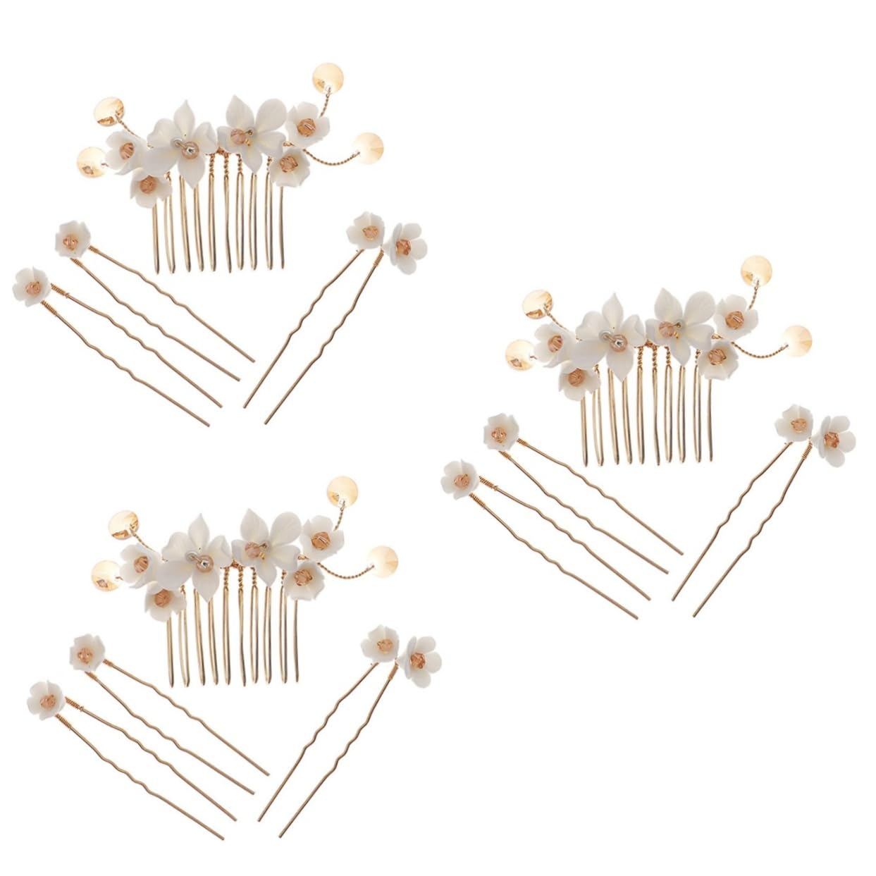 Beaupretty 12 Pièces Peigne à cheveux côté fleur demoiselle d'honneur bridesmaid fiesta hair charms beads épingle à cheveux barrettes à cheveux de cheveux de filles broche fleur