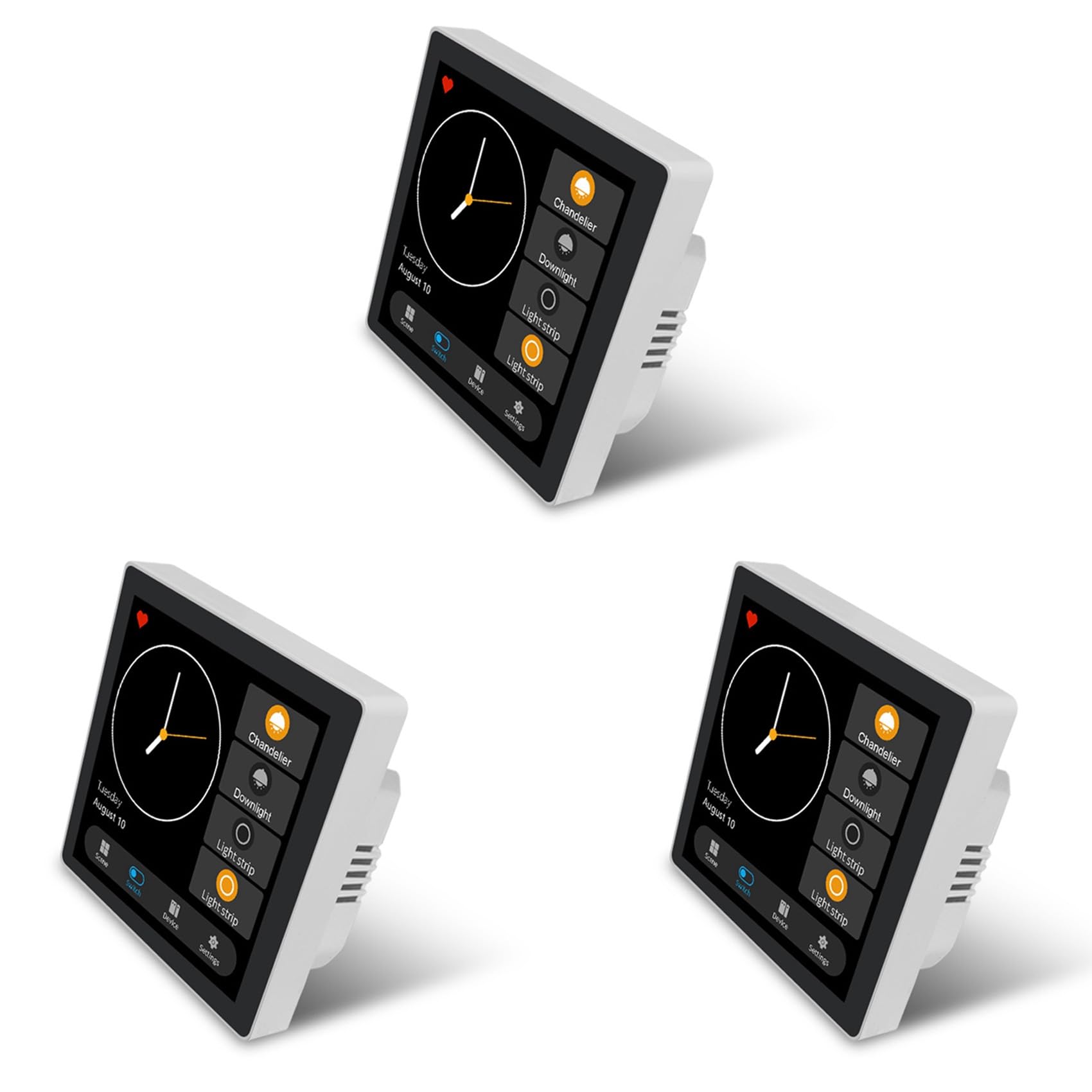 3X Tuya Smart Home Multiple Zigbee Smart Home Panel de Control Panel de Interruptores de 4 Pulgadas Control de Pantalla Táctil En la Pared -Enchufe de la UE