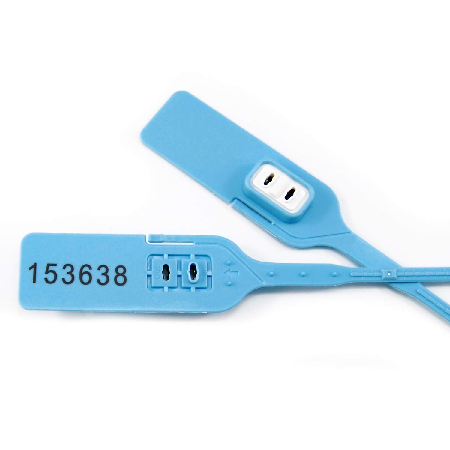 Bridas para cables, Bridas de nailon reutilizables, ajustables y autoblocantes, con sellos numerados for equipaje, paquete de 100 unidades, color azul