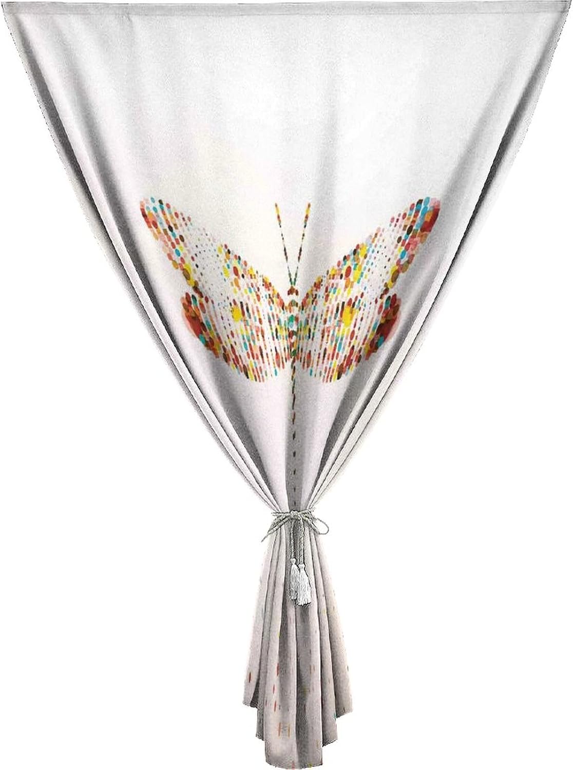 XISUNYA Self Adhesive Portable Blackout Curtains, Room Darkening Curtains, Shape Colorful Tiny Little Dot Effects Modern Print Temporary Blackout Blinds,47W x63L Inch