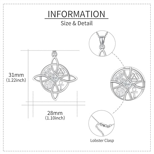Miniatura 3 de YAFEINI Collar de nudo de brujas de plata de ley, collar con dije de nudo de bruja de cruz celta, joyería de brujas, amuleto de nudo, regalos para
