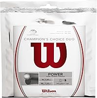 Wilson Champion's Choice Duo Tennis Strings - Roger Federer's Hybrid Natural Gut & Luxilon ALU Power Rough Set, Grey/White