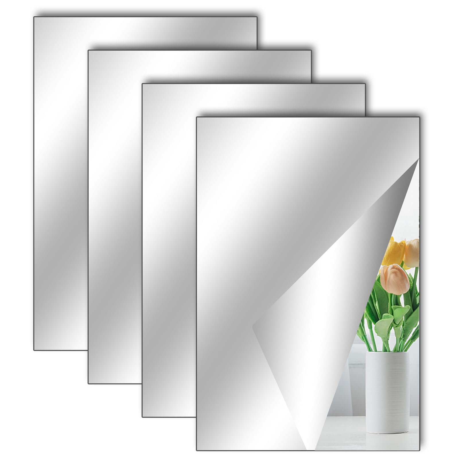 TSLBW 4 Pack Self Adhesive Mirror Stickers 40x30cm Acrylic Mirror Sheets for Wall School Home Livingroom Bathroom Bedroom Decor — view 9