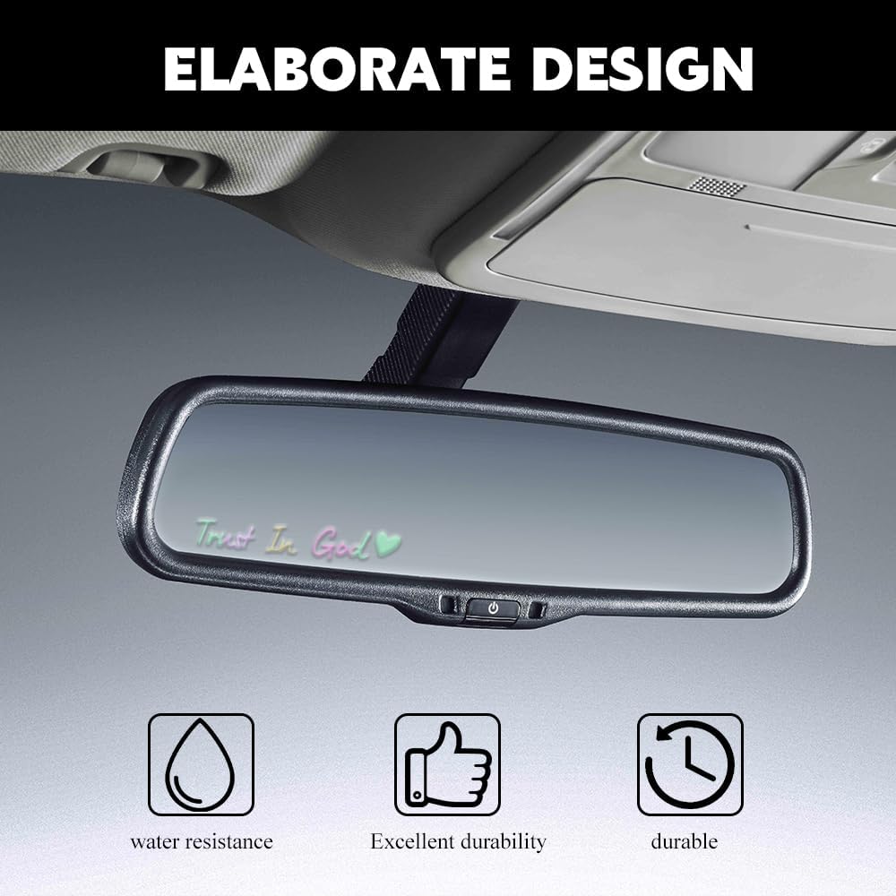 4PCS Trust in God Rearview Mirror Sticker, Car Decals for Women, Trust in God Mirror Decals, Decorative Vehicle Window Self Affirmations Stickers Interior Accessories Fit Most Cars (Colorful) - Image 5