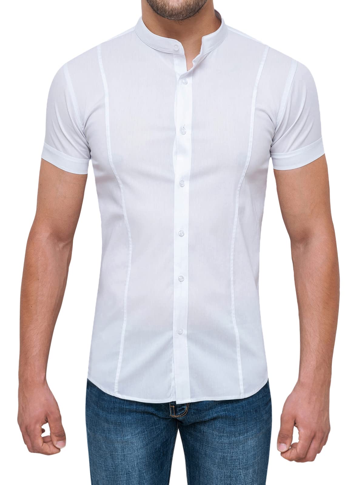 Chemise homme slim fit à manches courtes pour éviter la chaleur tout en restant élégant - 5