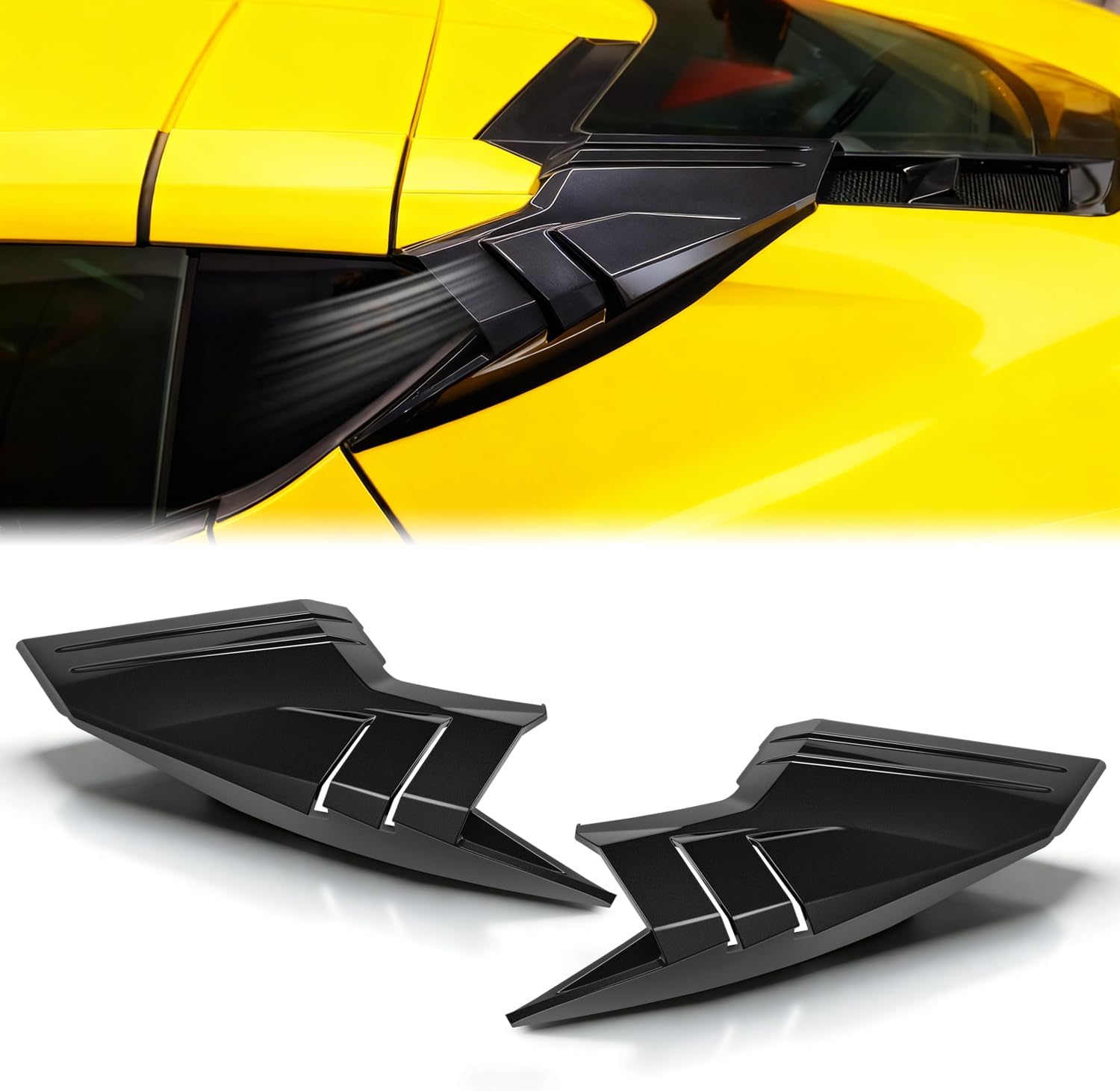 2Pcs Black Rear Quarter Intake Port Trim, Rear Hatch D-Pillar Quarter Air Intake Scoop Vents Ports Exterior Accessories Compatible with for Corvette C8 Stingray Z51 2020+ & Z06/E-Ray 2023+