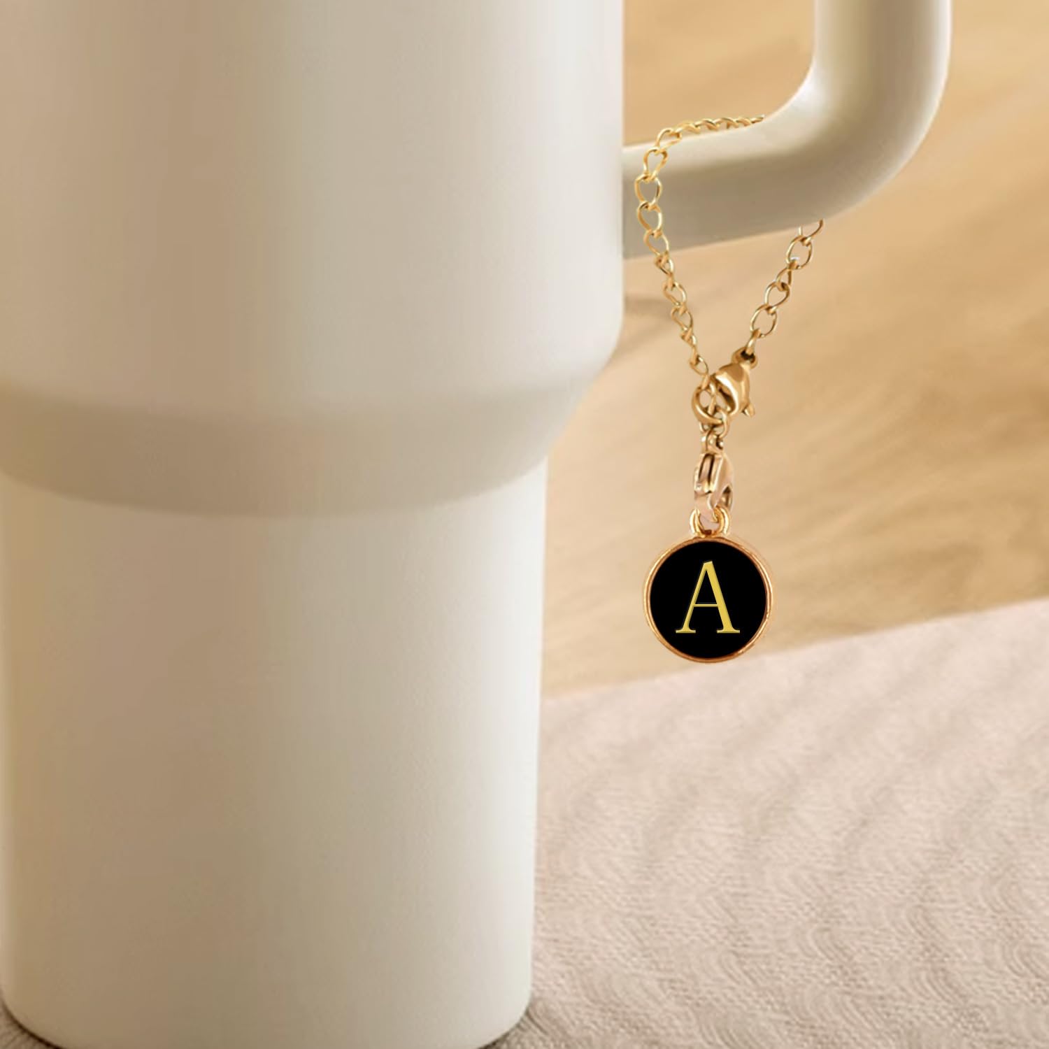2PCS Heart Shaped Letter Chain For Stanley Cup - Personalized Name ID Charm Accessories For Tumbler Handle - View #3