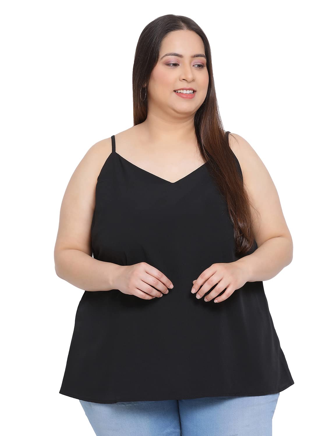 oxolloxo Black Basic Plus Size Spaghetti Top-picture-24