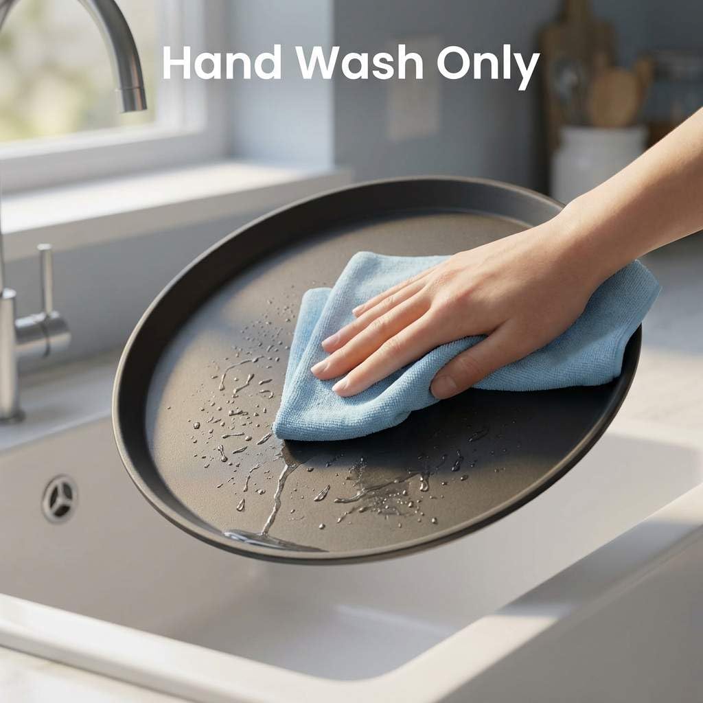 QWORK Vassoio rotondo antiscivolo da 35,5 cm, confezione da 4, in plastica nera con rivestimento in gomma