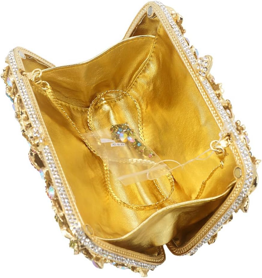 Women Gorgeous Floral Diamond Evening Bag Flower Rhinestone Handbags Shining Clutch Purses for Cocktail Party Prom