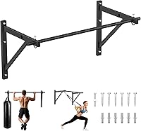 PAPABABE Wall Mounted Pull Up Bar - 500 lbs Capacity Chin Up Bar for Home Gym, Adjustable Depth Strength Training