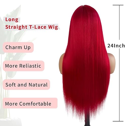 Miniatura 10 de Pelucas sintéticas largas y rectas negras sin encaje, sin pegamento, resistentes al calor, pelucas sintéticas con flequillo para mujeres de moda