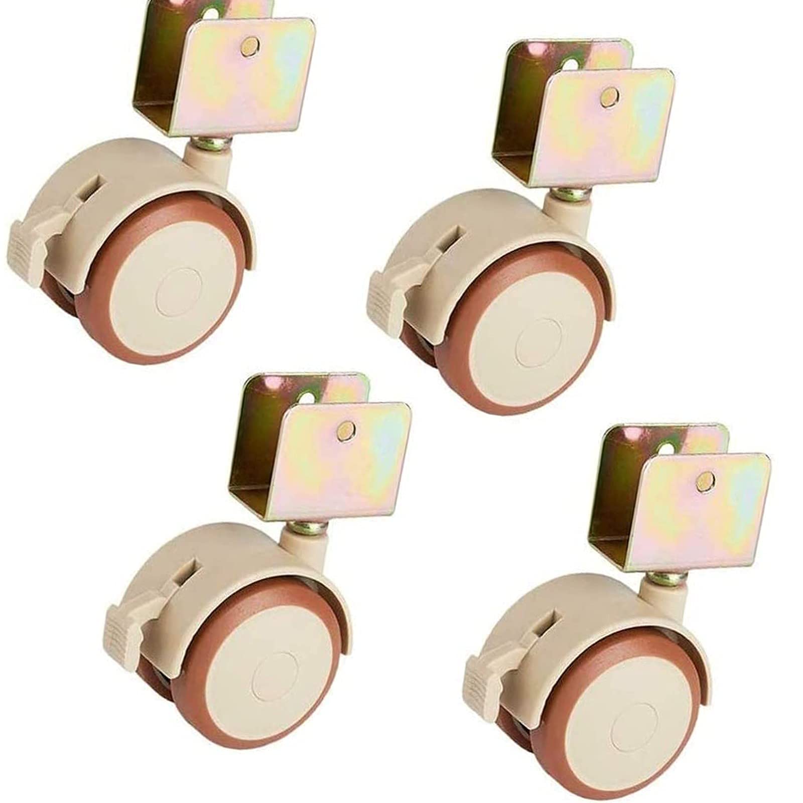 Rotelle per mobili con staffa a forma di U, ruote per mobili con freno, ruote universali da 5 cm, pulegge per mobili, pulegge silenziose, per passeggini, culle, scrivanie, 22 mm